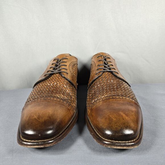Johnston & Murphy Cormac Oxford Mens 9.5 M Mahogany Woven Italian Calfskin Shoes main image 9